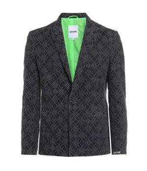 Koch Denim Monogram Tailored Jacket