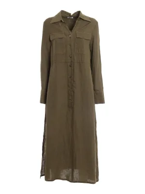 Malo Buttoned Midi Shirt Dress