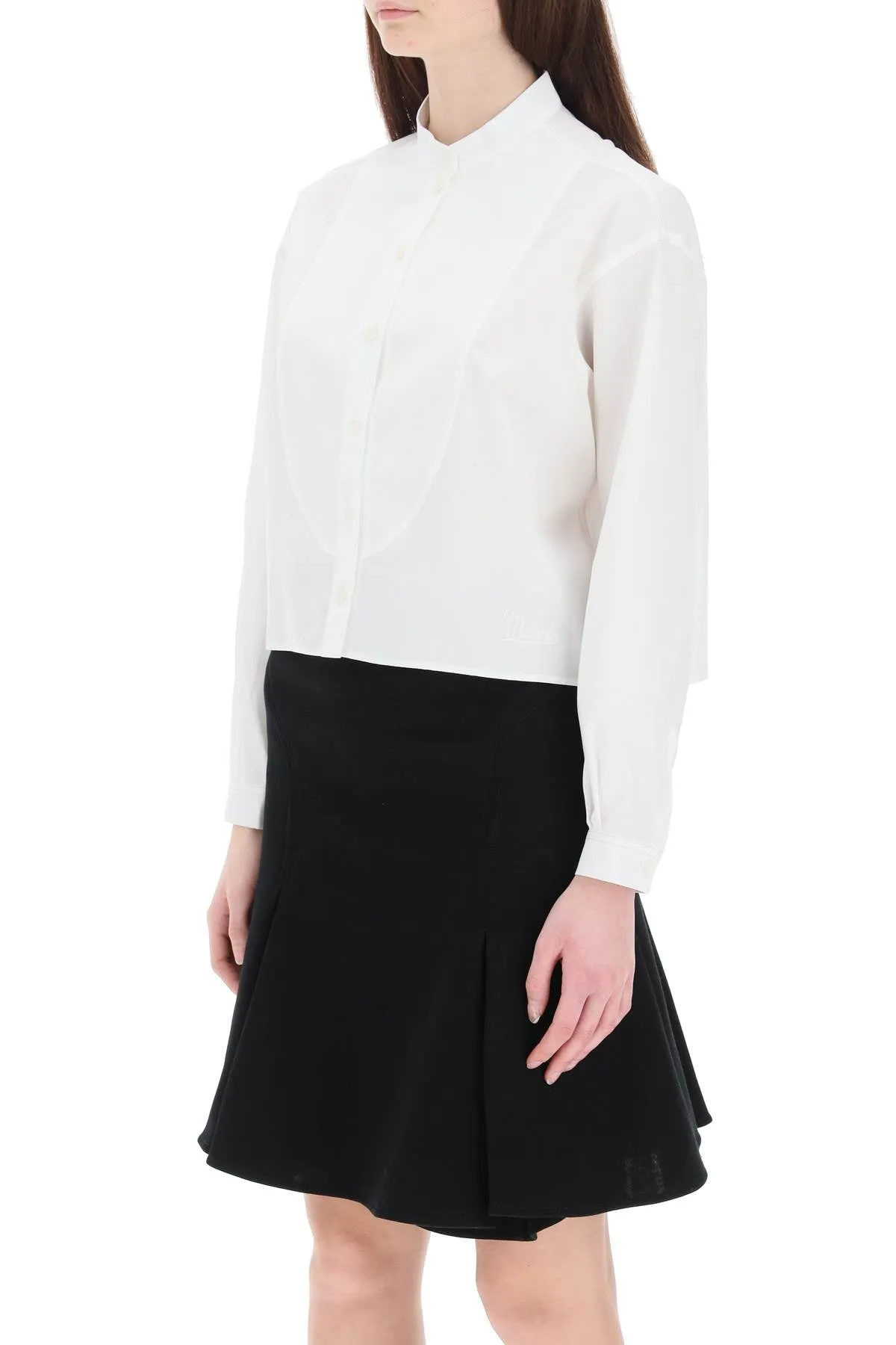 Marni Logo Embroidered Cropped Shirt