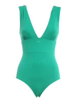Max Mara Logo Printed V-Neck Swimsuit