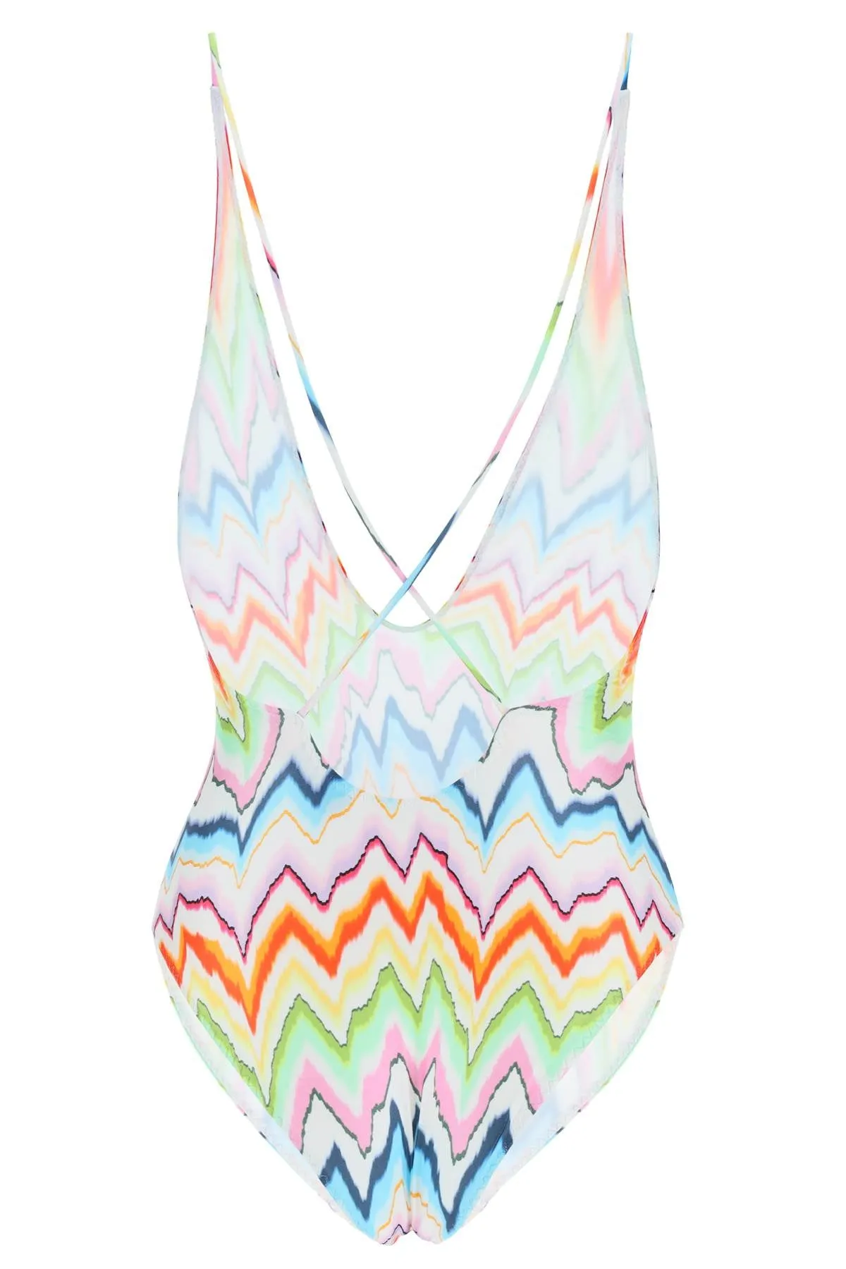 Missoni Chevron Patterned V-Neck Swimsuit