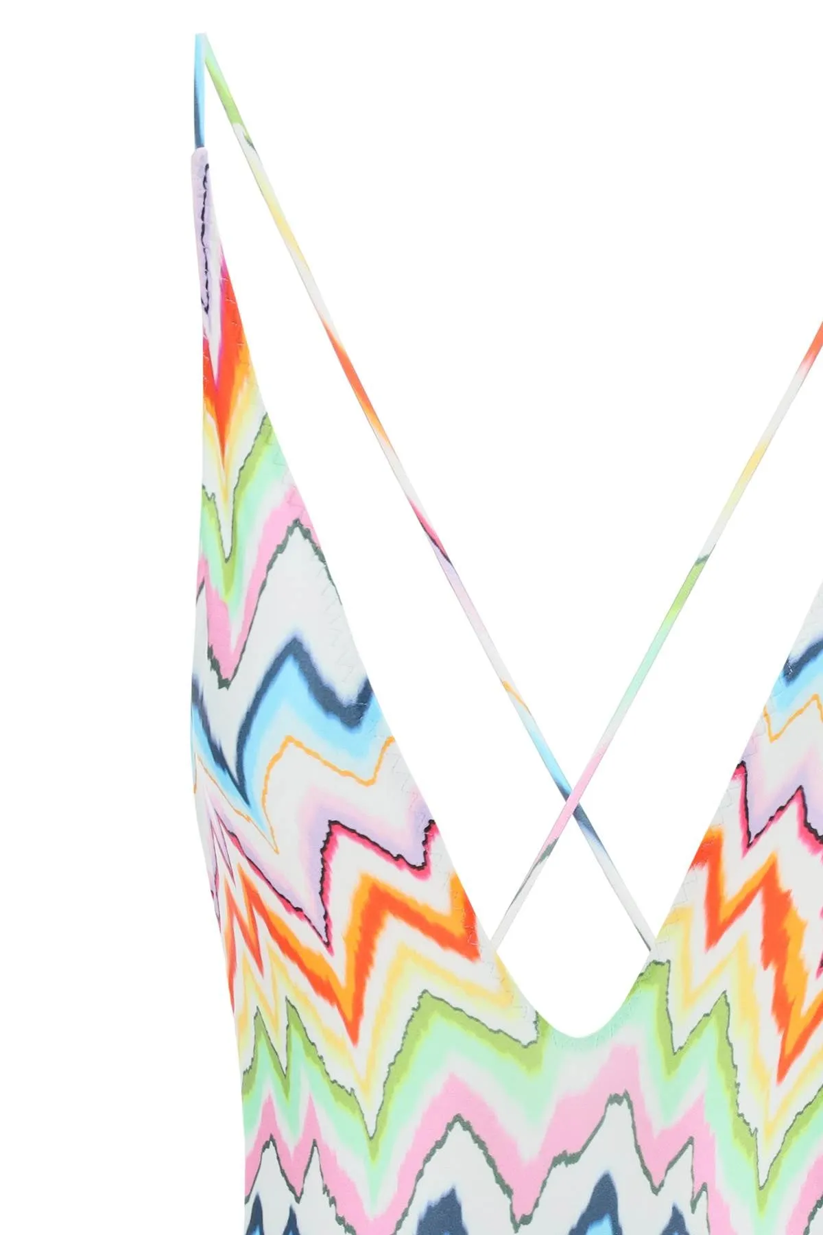 Missoni Chevron Patterned V-Neck Swimsuit