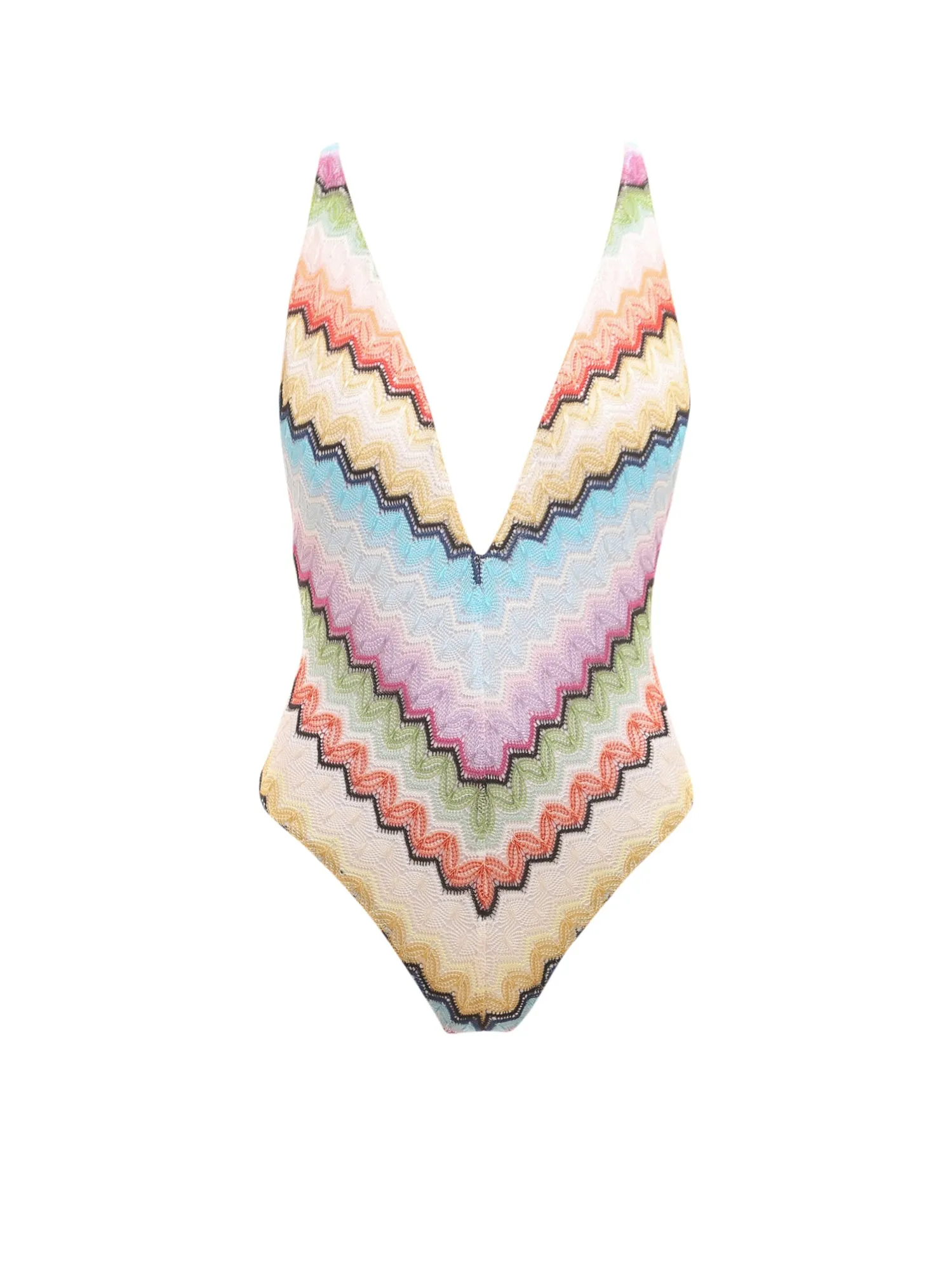 Missoni Zigzag Patterned V-Neck Swimsuit