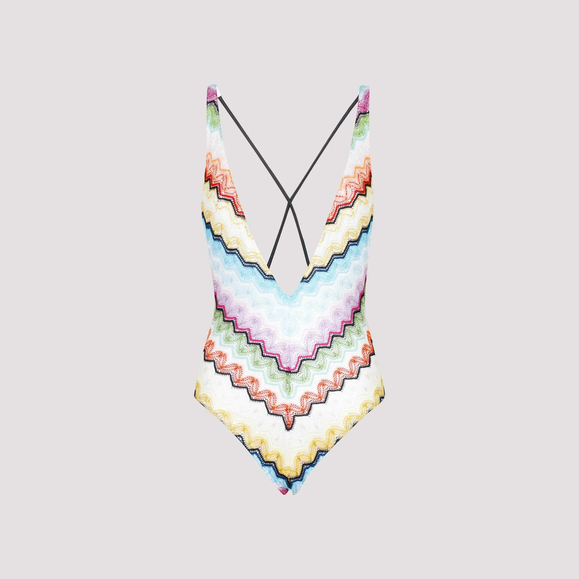 Missoni Zigzag Patterned V-Neck Swimsuit