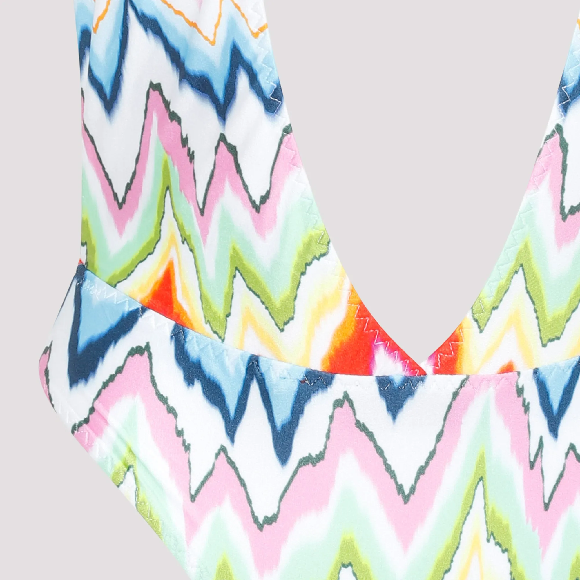 Missoni Zigzag Printed Halterneck Open Back Swimsuit