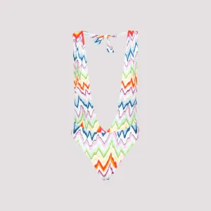 Missoni Zigzag Printed Halterneck Open Back Swimsuit