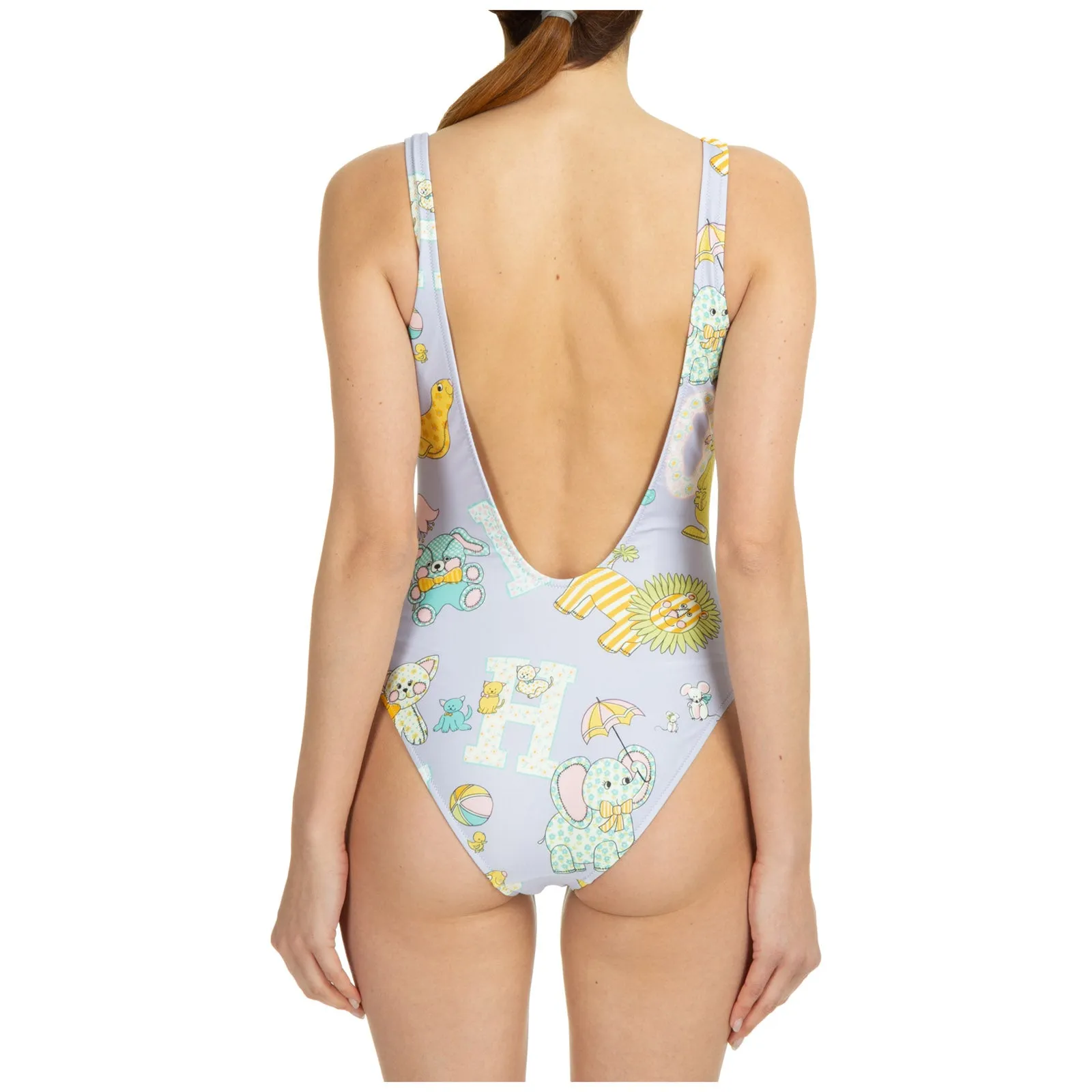 Moschino Allover Animal Printed Low-Back Swimsuit