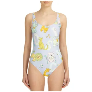Moschino Allover Animal Printed Low-Back Swimsuit