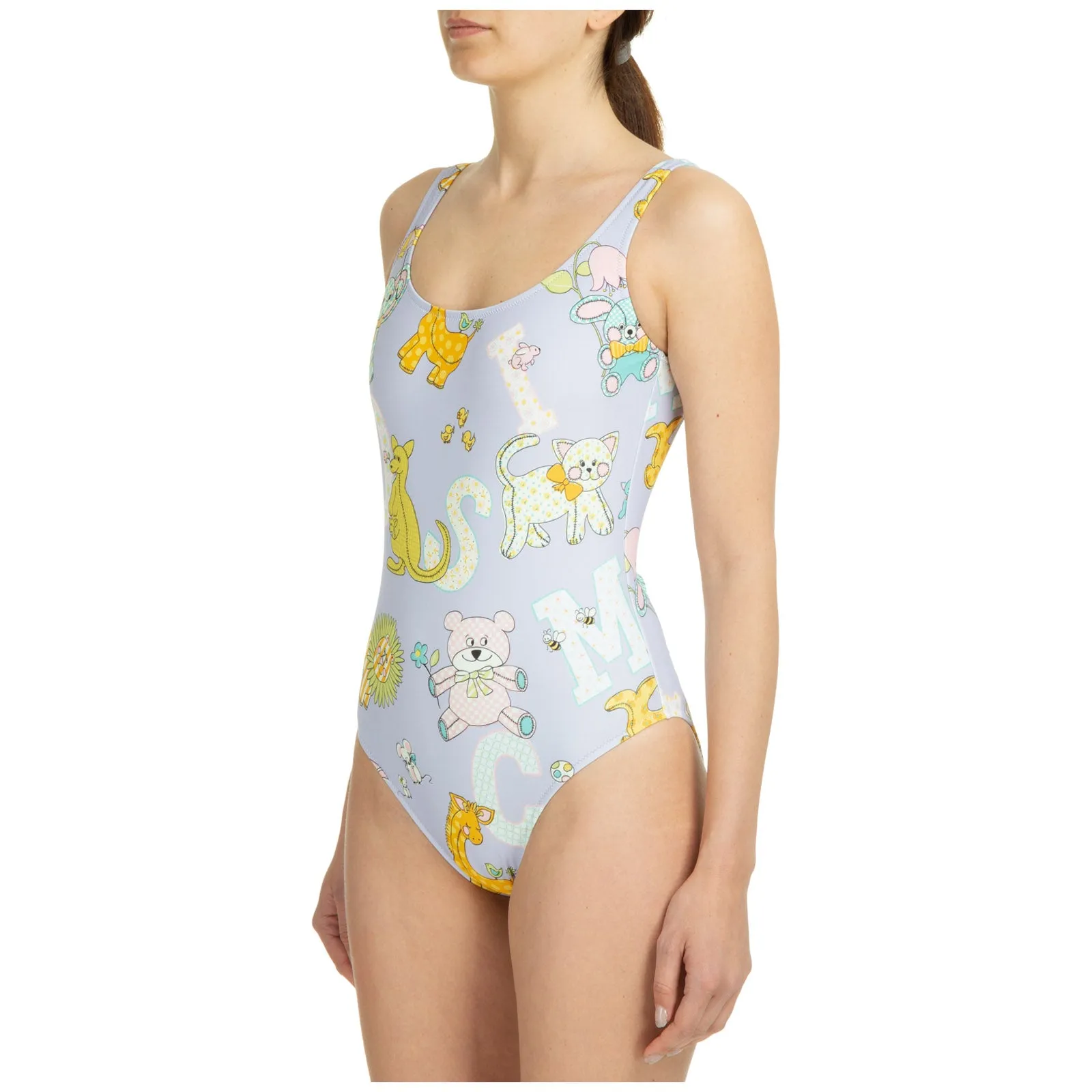 Moschino Allover Animal Printed Low-Back Swimsuit