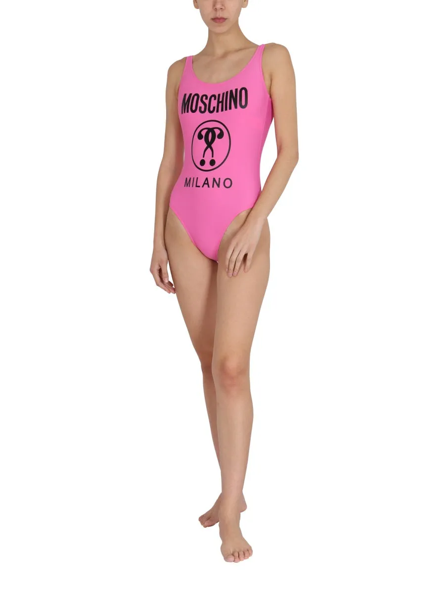 Moschino Double Question Market One-Piece Swimsuit