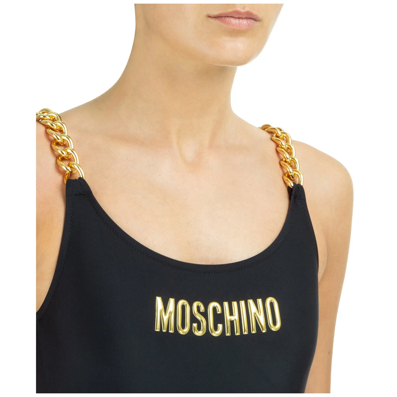 Moschino Logo Detailed Chain Strap Swimsuit