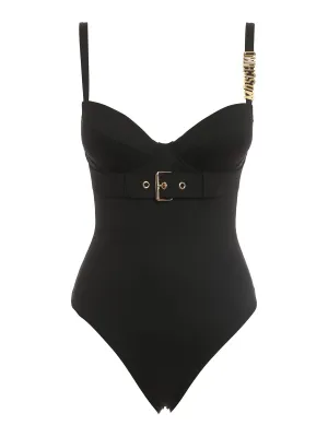 Moschino Logo-Embellished Shoulder Strap Swimsuit