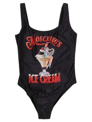 Moschino Logo Print One-Piece Swimsuit