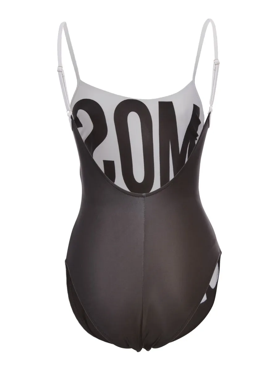 Moschino Logo Printed Adjustable Strap Swimsuit