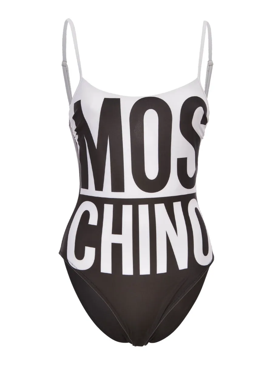 Moschino Logo Printed Adjustable Strap Swimsuit