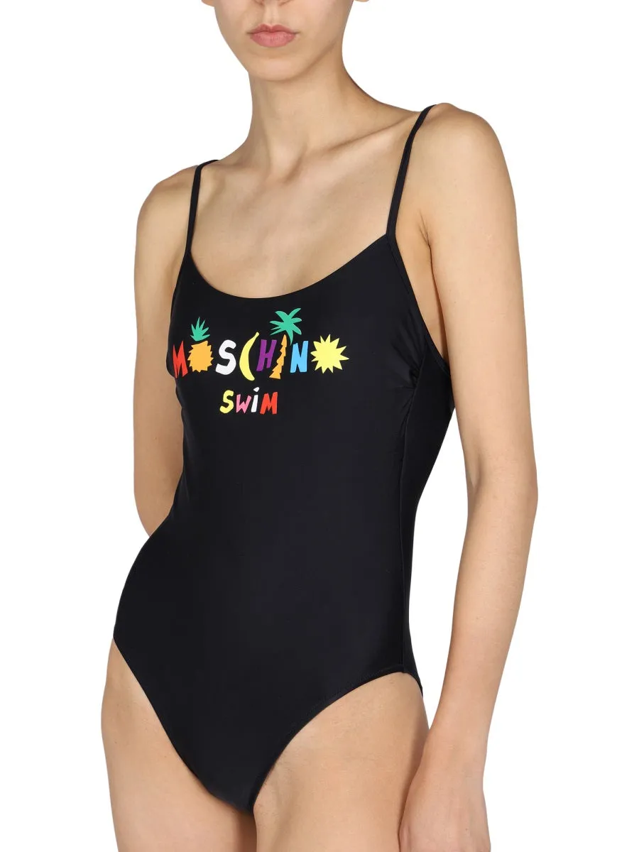 Moschino Logo Printed One-Piece Swimsuit