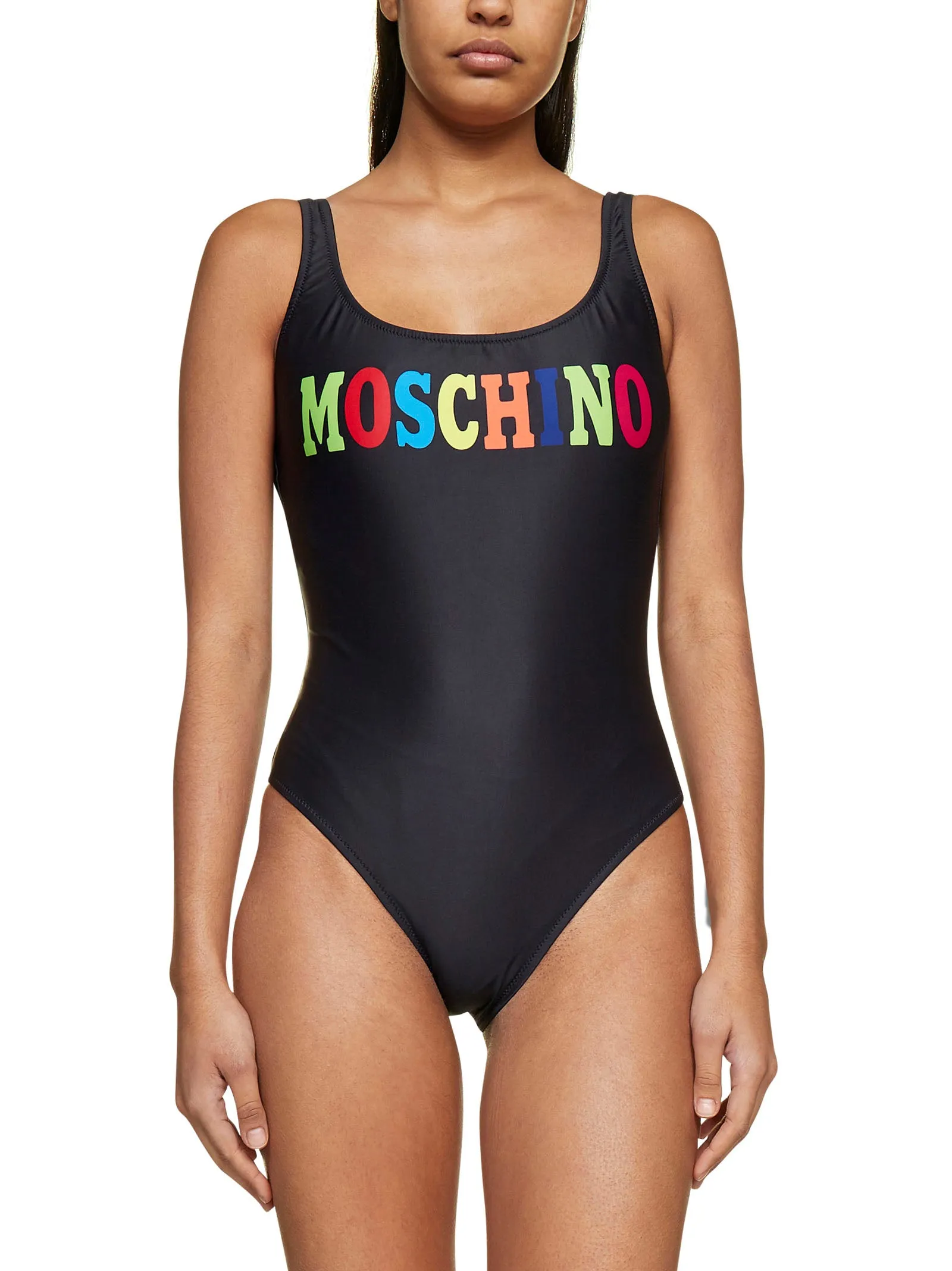 Moschino Rainbow Logo Printed Swimsuit
