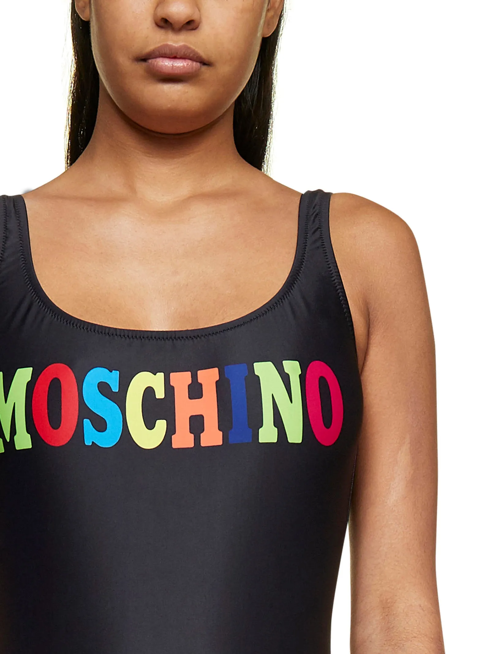 Moschino Rainbow Logo Printed Swimsuit