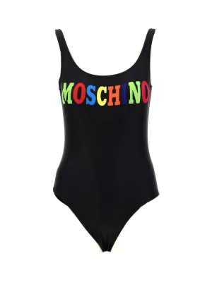 Moschino Rainbow Logo Printed Swimsuit