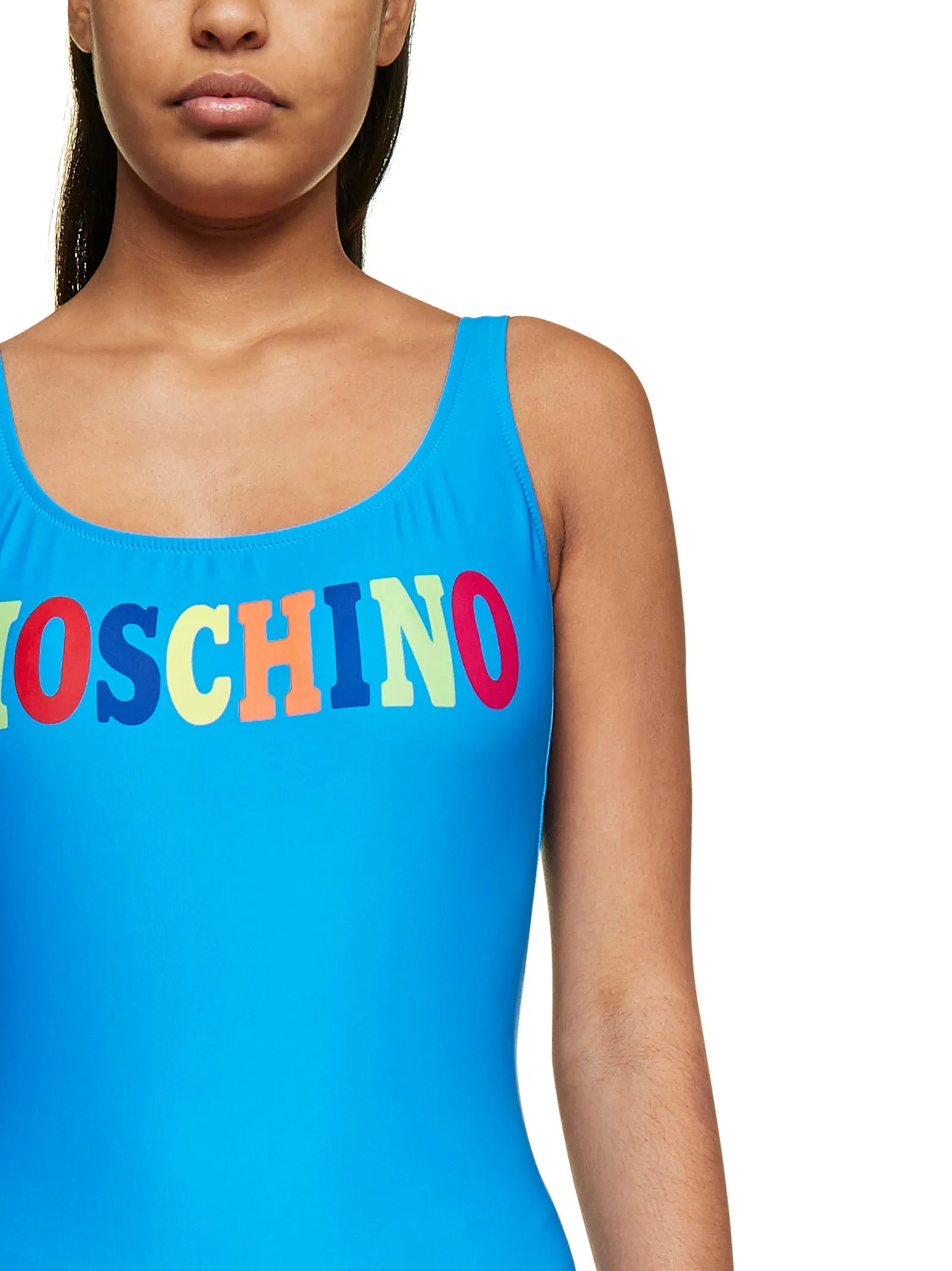 Moschino Rainbow Logo Printed Swimsuit