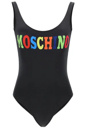 Moschino Rainbow Logo Printed Swimsuit