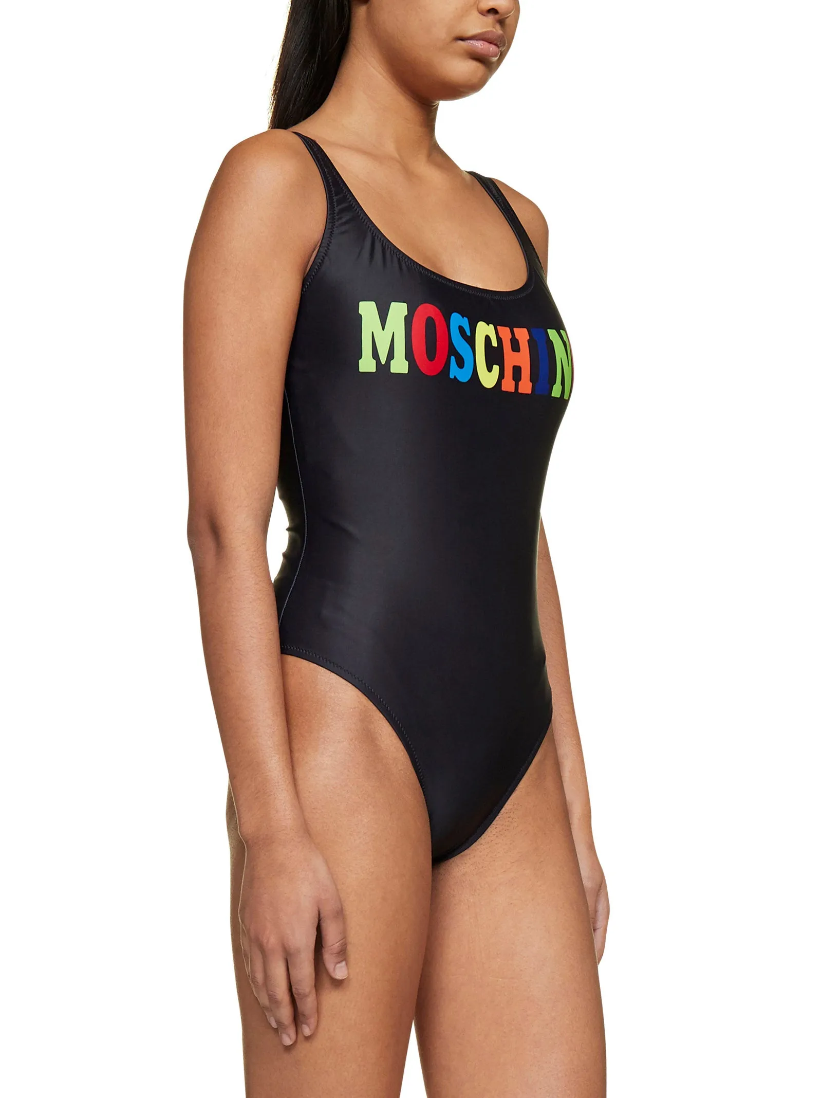 Moschino Rainbow Logo Printed Swimsuit