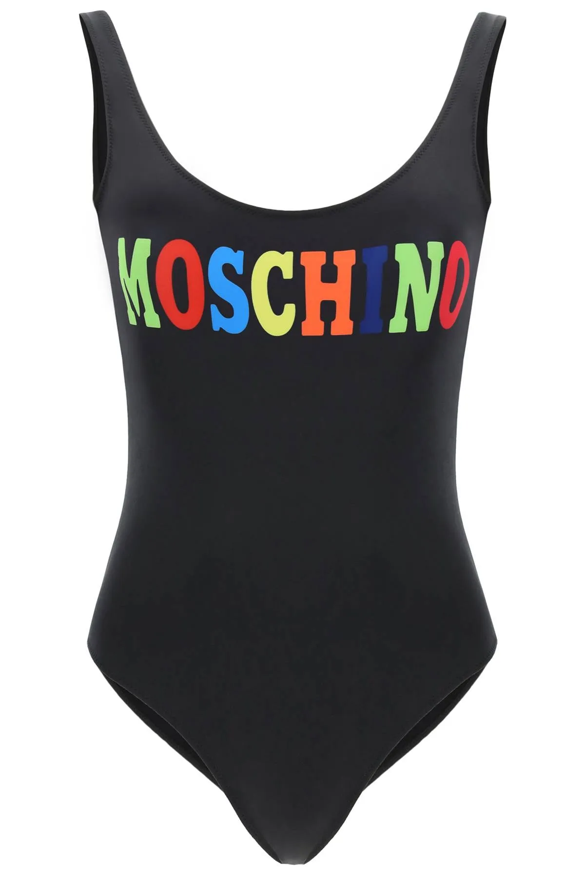 Moschino Rainbow Logo Printed Swimsuit
