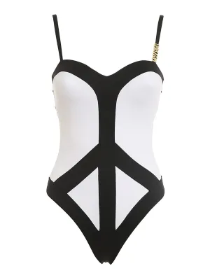 Moschino Sweetheart Neck One-Piece Swimsuit