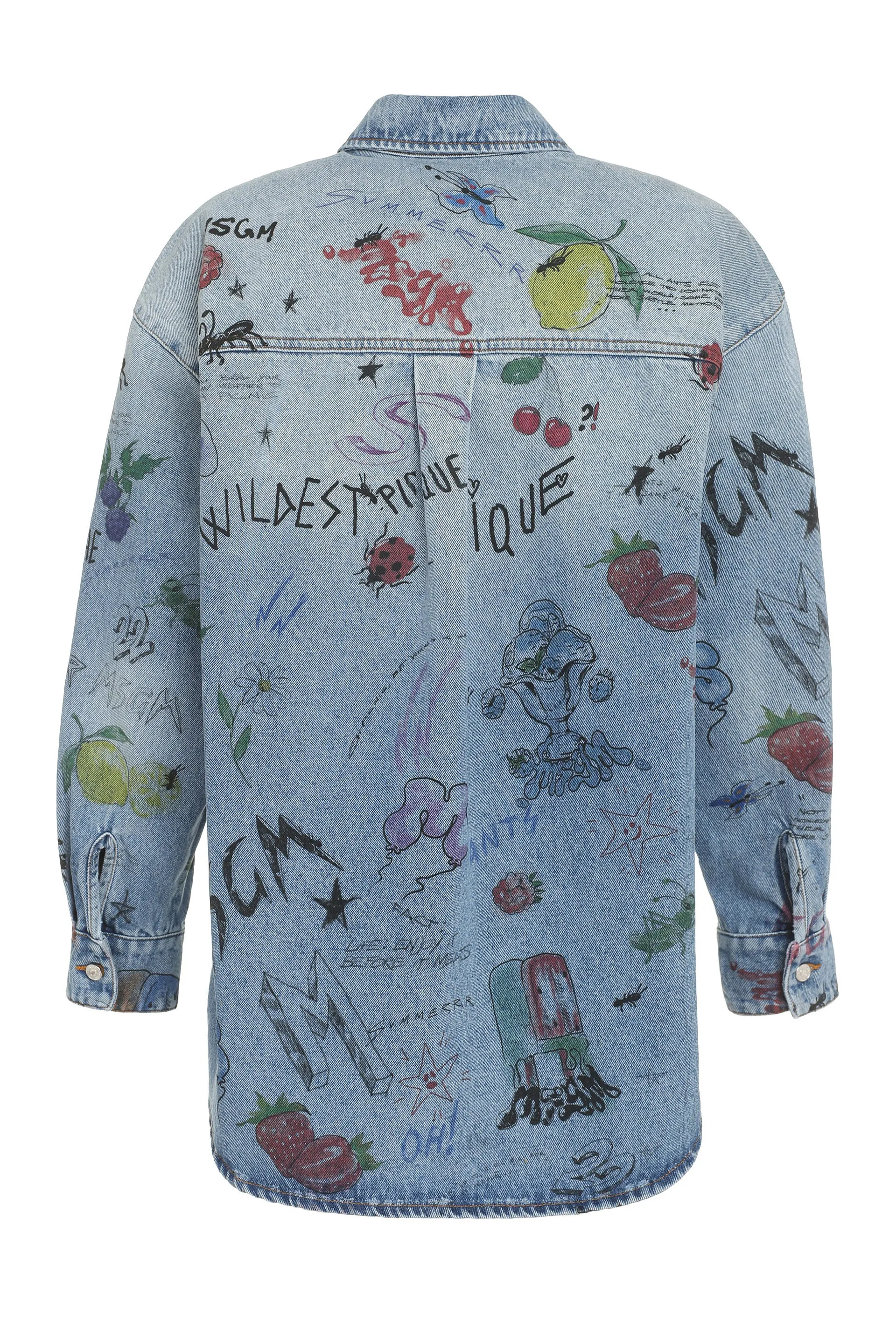 MSGM Allover Printed Denim Shirt