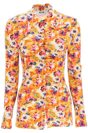 MSGM Floral Print Buttoned Shirt