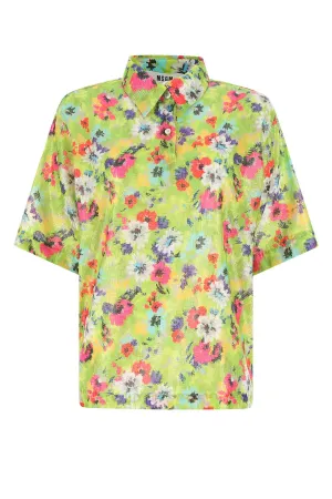 MSGM Floral Printed Polo Shirt
