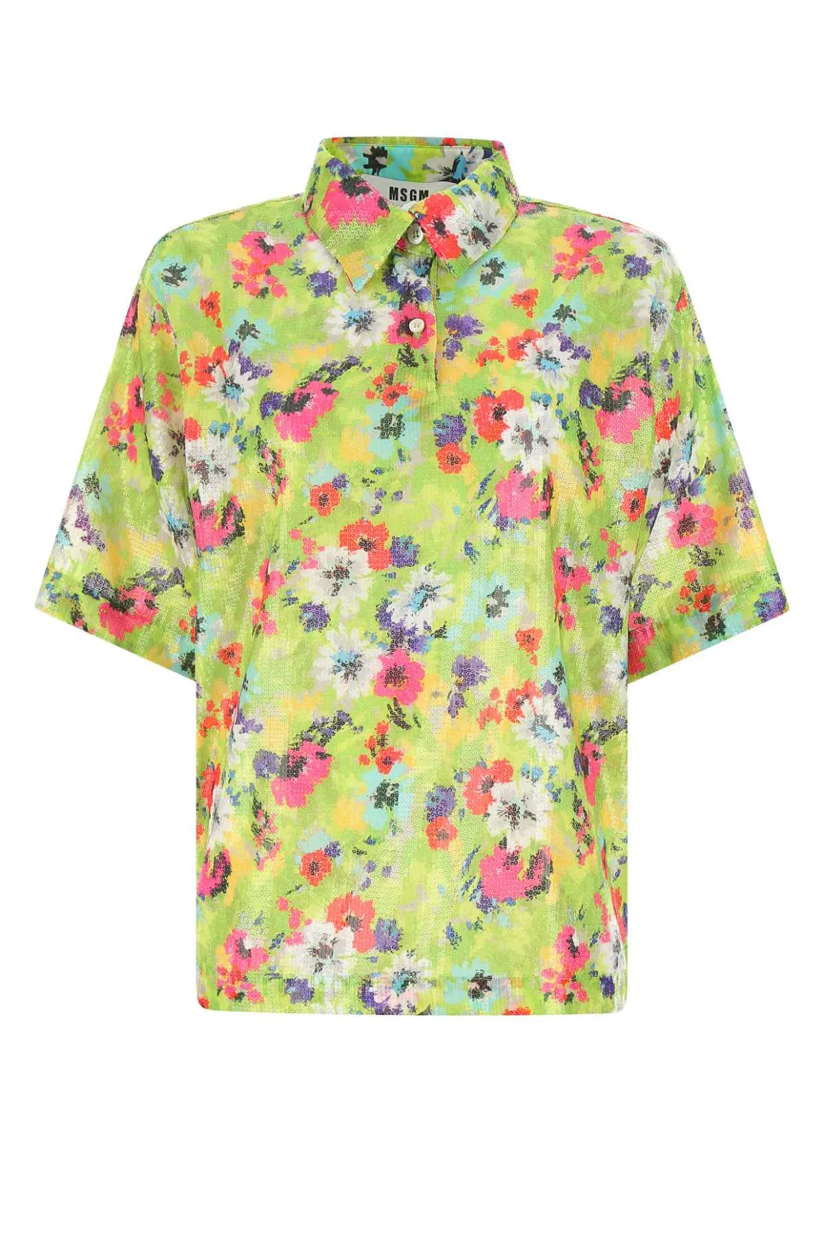 MSGM Floral Printed Polo Shirt