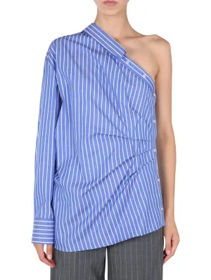 MSGM One-Shoulder Striped Shirt