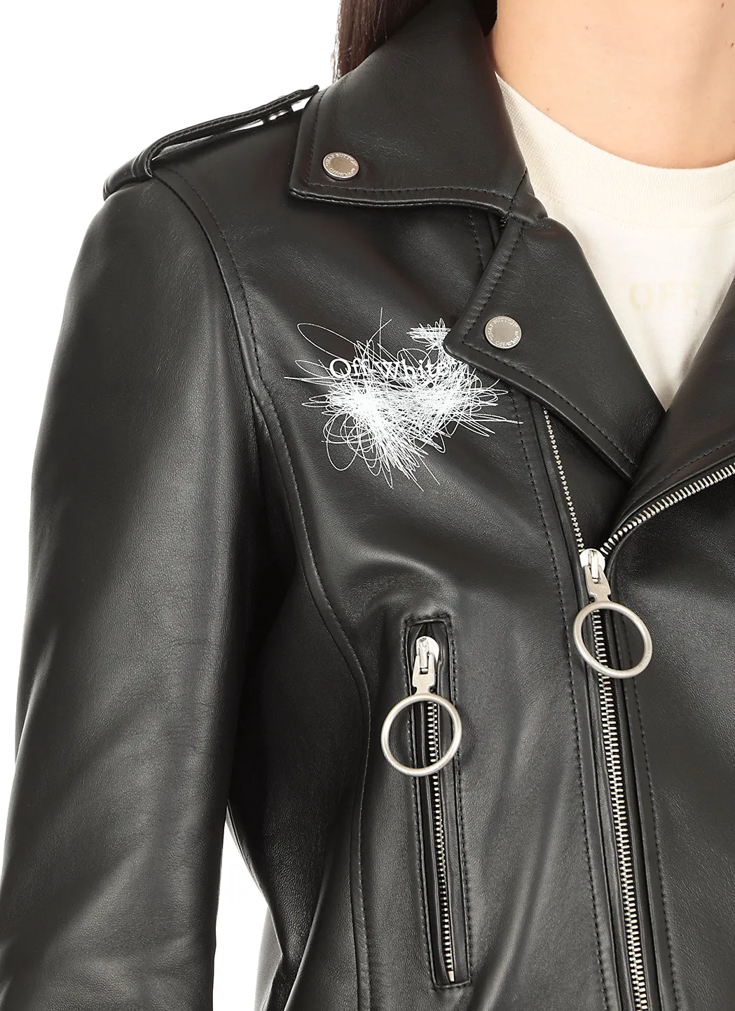 Off-White Arrow Printed Biker Jacket