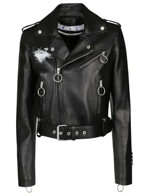 Off-White Arrow Printed Biker Jacket