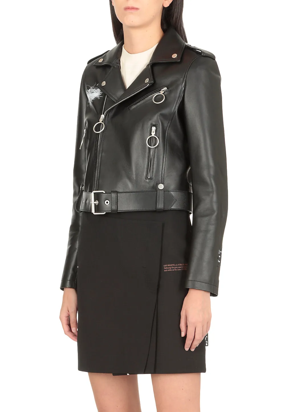 Off-White Arrow Printed Biker Jacket