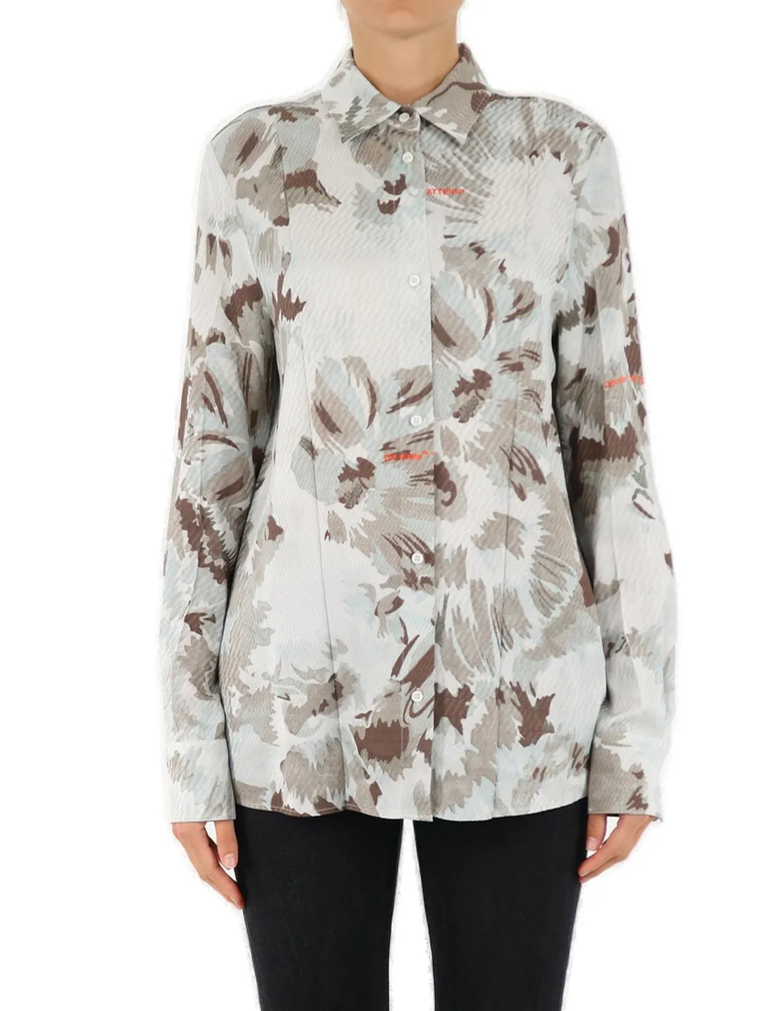 Off-White Floral Pattern Shirt