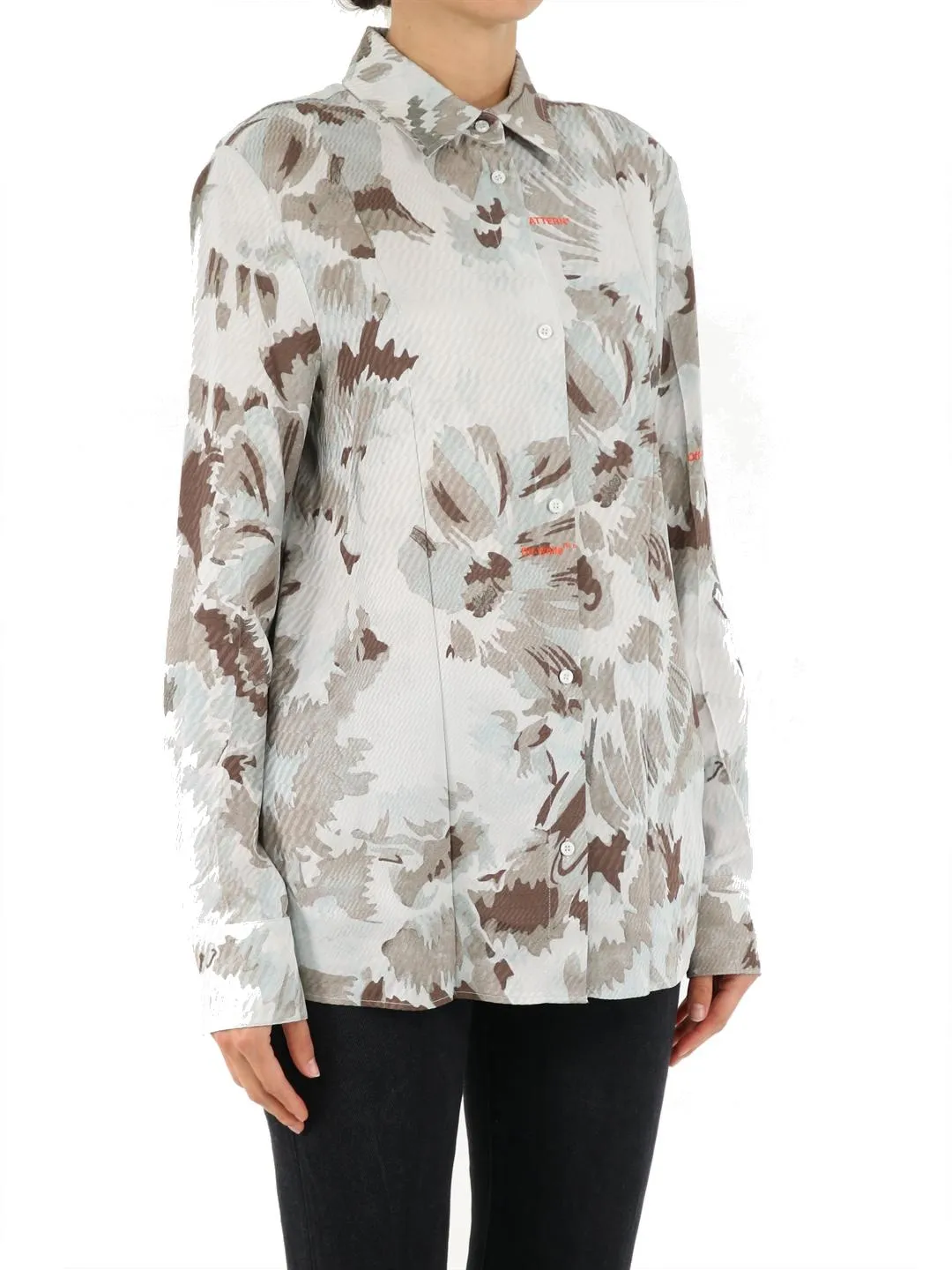 Off-White Floral Pattern Shirt