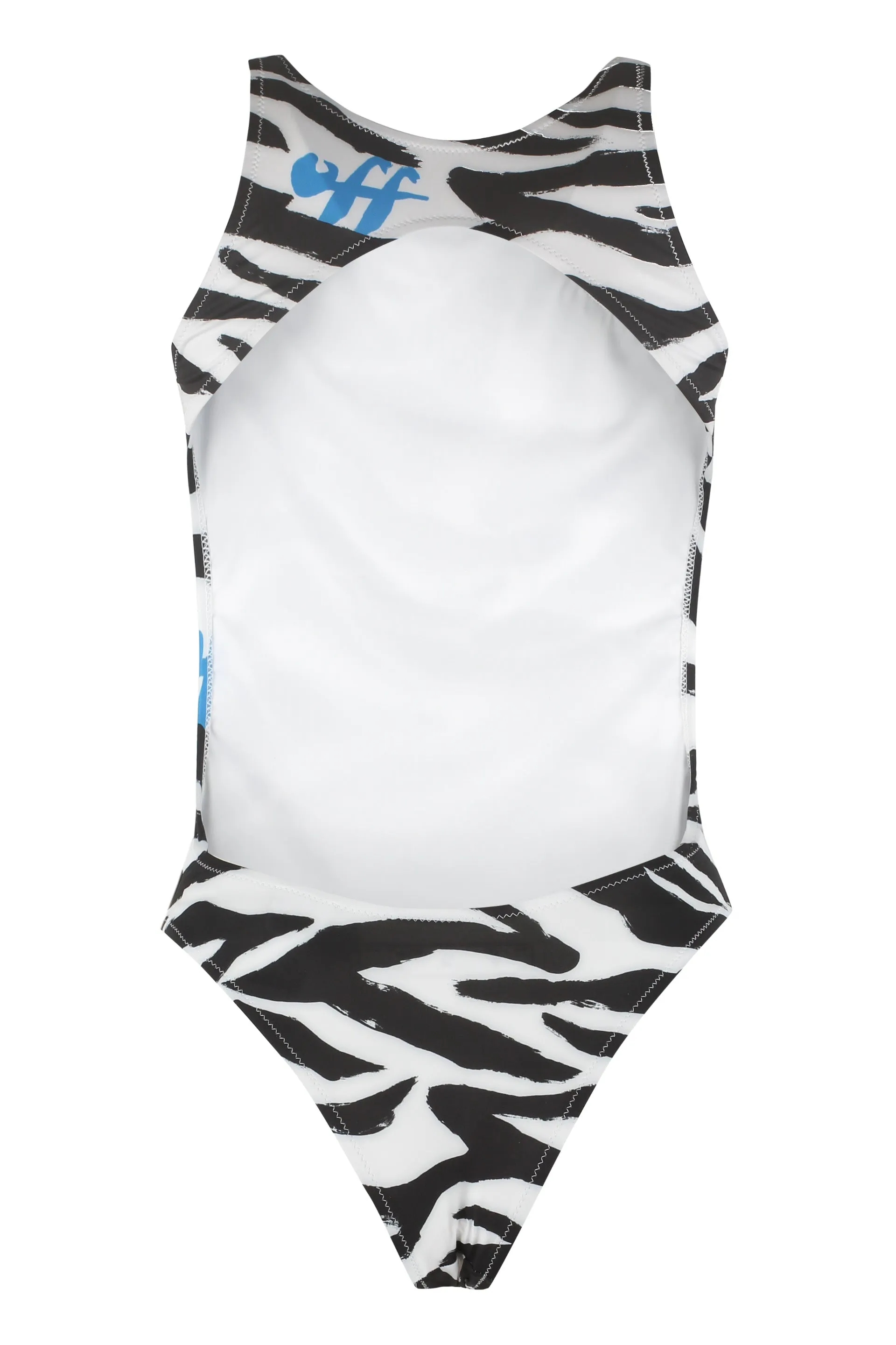 Off-White Zebra Printed Cut-Out Swimsuit