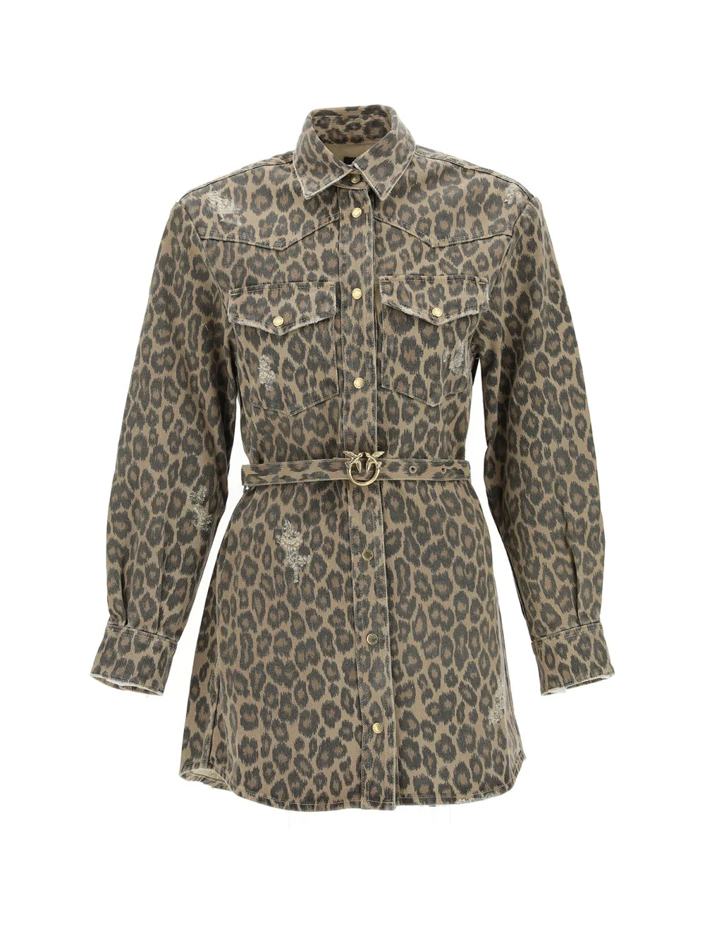 Pinko Distressed Leopard Printed Shirt