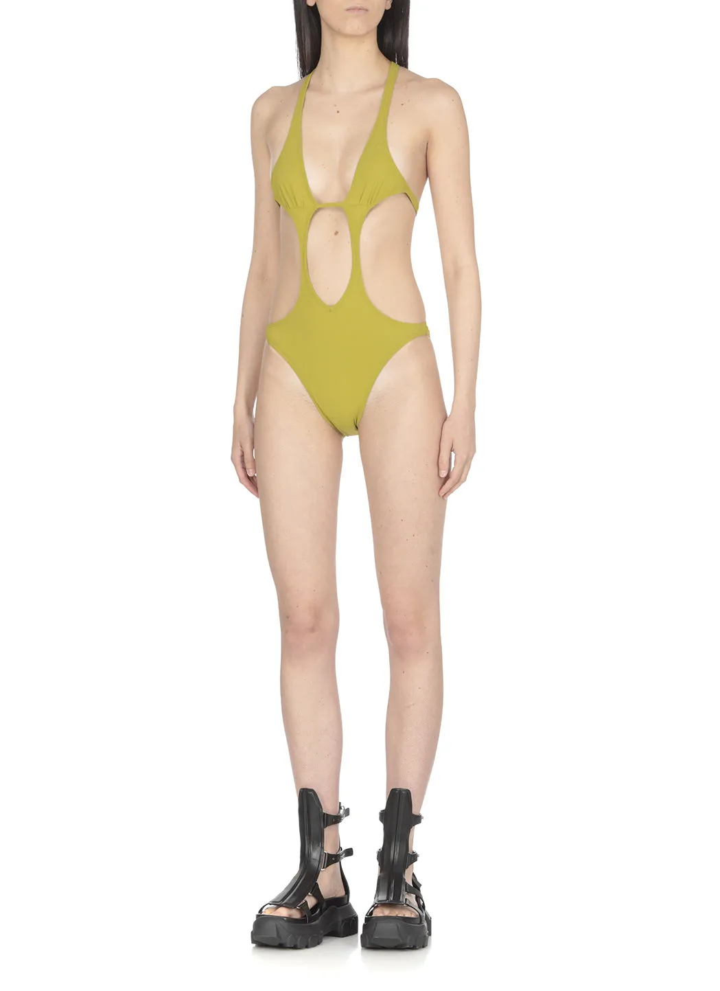 Rick Owens Fog Triangle Cup Cut-Out Swimsuit