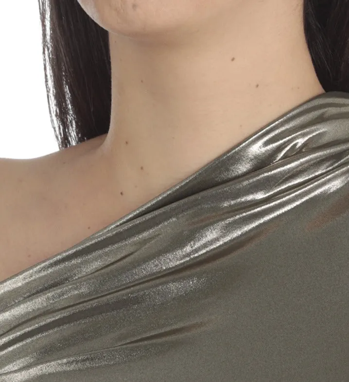 Rick Owens Metallic One Shoulder Stretched Swimsuit