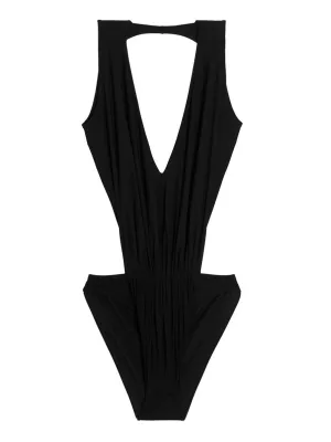 Rick Owens Ruched V-Neck Swimsuit
