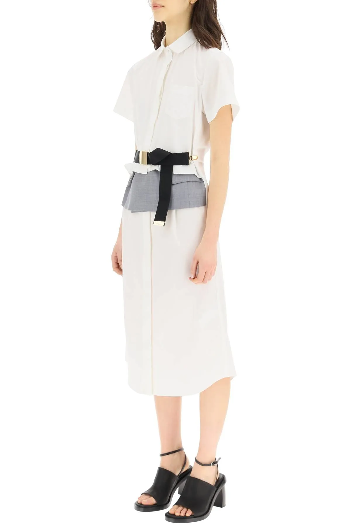 Sacai Belted Midi Shirt Dress