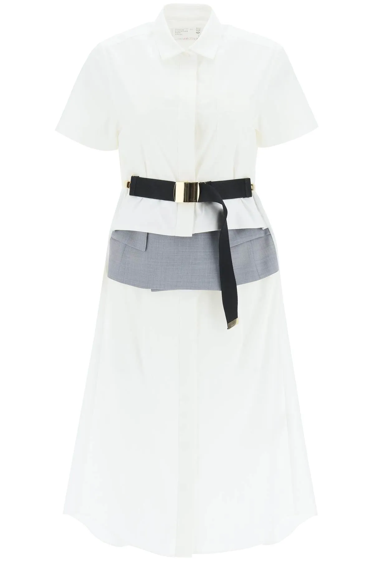 Sacai Belted Midi Shirt Dress