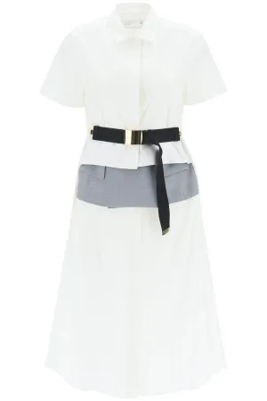 Sacai Belted Midi Shirt Dress
