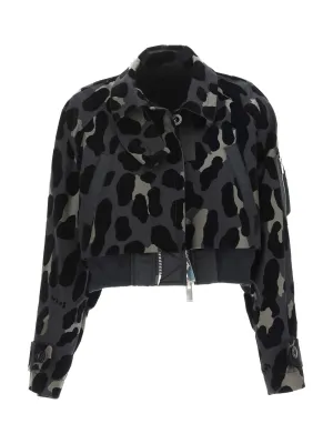Sacai Leopard Printed Cropped Jacket
