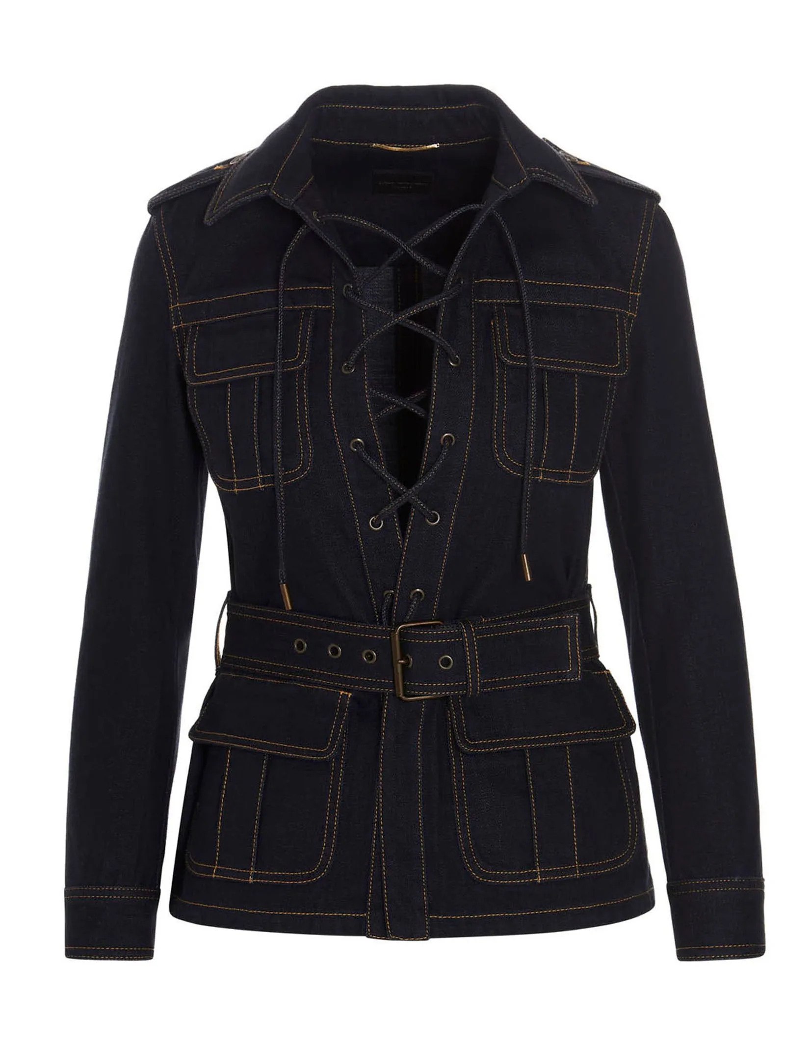 Saint Laurent Belted Denim Jacket
