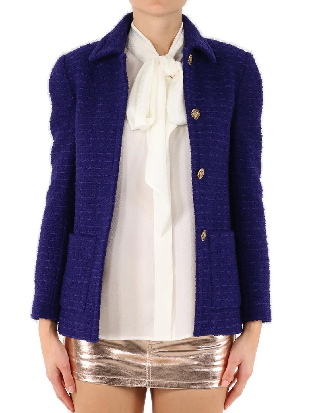 Saint Laurent Tweed Buttoned Jacket