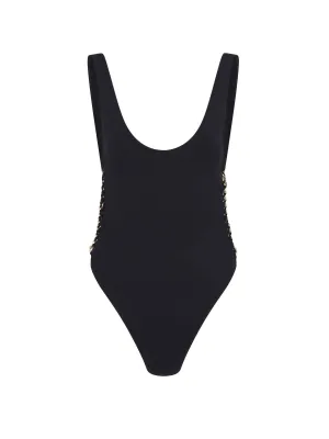 Stella McCartney Chain Link-Trim Backless Swimsuit